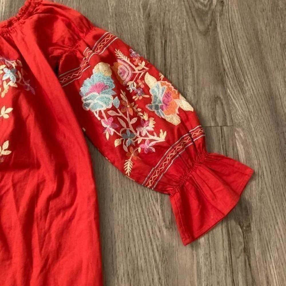 Free People Fleur Du Jour Red Mini Dress with Pockets Size S NWOT - Picture 4 of 9
